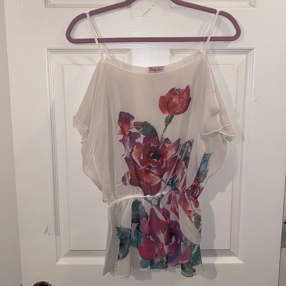 Sheer short sleeve blouse